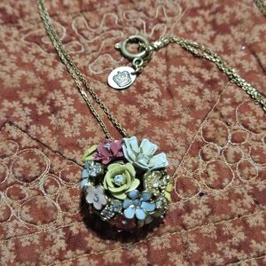 Juicy Couture Floral Cluster, Enamel & Crystal Goldtone Statement Necklace